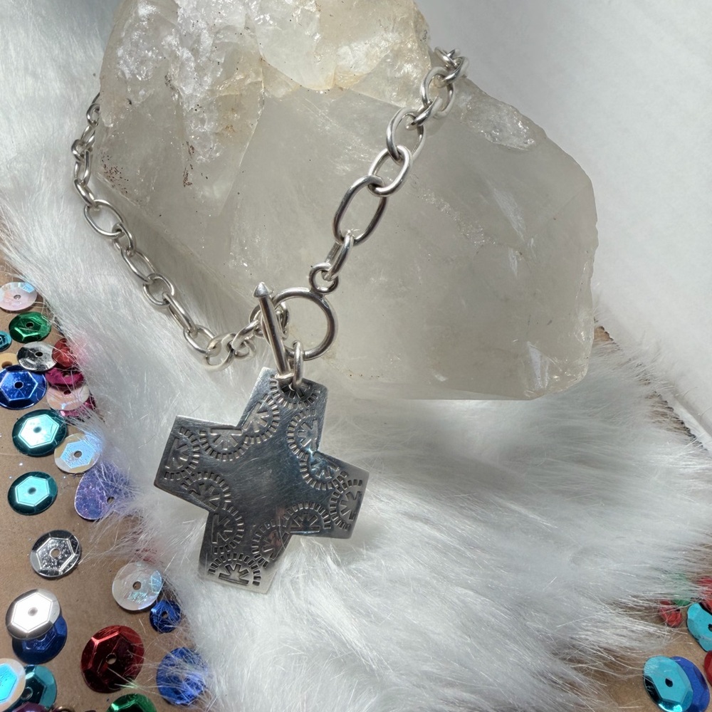Silpada Silver Engraved Cross Pendant Necklace